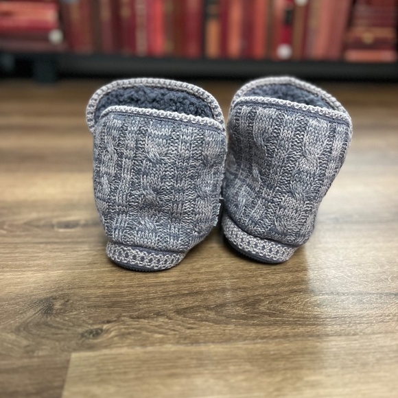 NWT MUK LUKS Leigh Cable Knit Women's Pull on Slipper Bootie Purple Sz L - Picture 4 of 12